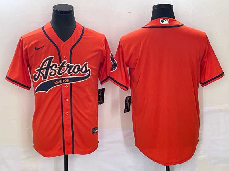 Men%27s Houston Astros Blank Number Orange With Patch Cool Base Stitched Baseball Jersey->houston astros->MLB Jersey